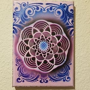 Original signed airbrush art canvas 5x7 Violet